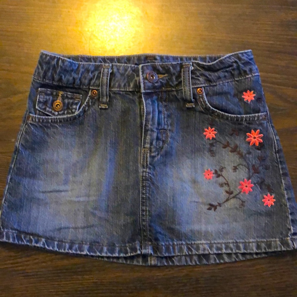 Floral Embroidered Children’s Jean Skort
